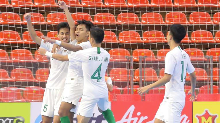 Para pemain Timnas Futsal Indonesia U-20 saat mengahdapi Viietnam di Kulaifikasi AFC Futsal U-20 Championship.