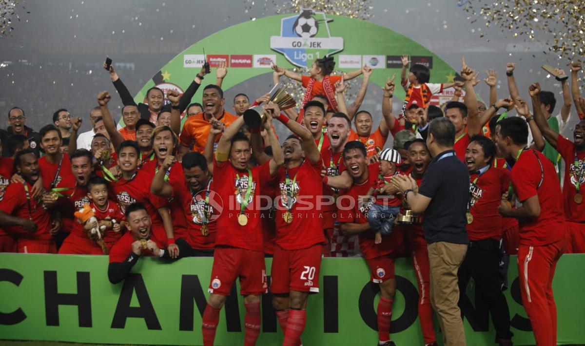 Pemain Persija Jakarta saat merayakan kemenangannya.