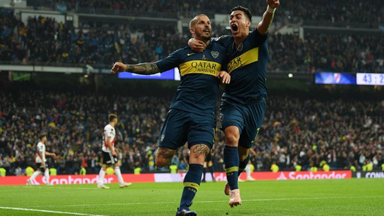 Selebrasi Dario Benedetto usai cetak gol di final kedua Copa Libertadores. Copyright: Getty Images