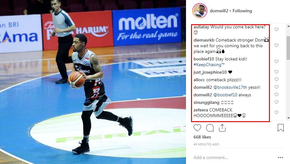 Para pendukung Stapac Jakarta berharap Dominique Williams kembali. Copyright: Instagram Dominique Williams