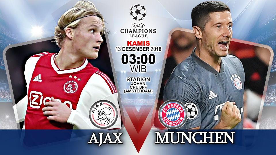 Pertandingan Ajax vs Bayern Munchen.