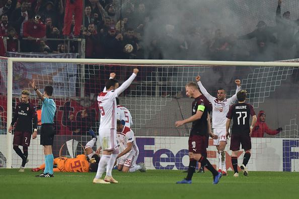 Suasana pertandingan Olympiakos vs AC Milan di Liga Europa. Copyright: INDOSPORT