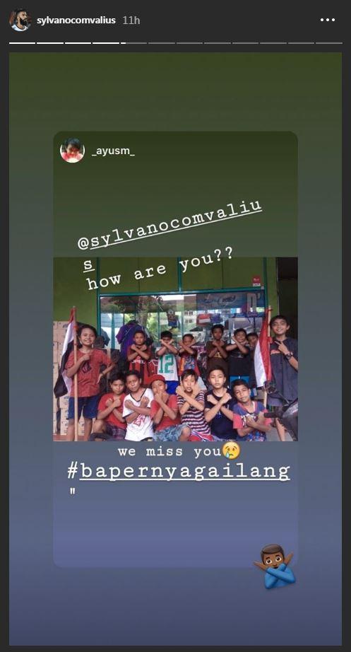 Salam rindu dari fans Bali United Copyright: Instagram/Comvalius