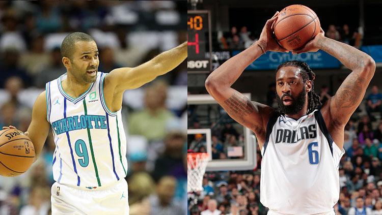 Bintang basket Charlotte Hornets, Tony Parker dan DeAndre Jordan, bintang basket Dallas Mavericks. Copyright: INDOSPORT