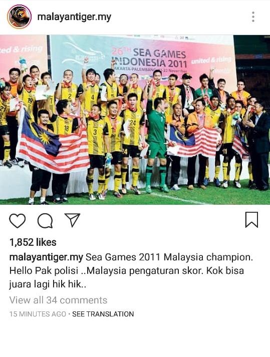 Pendukung Malaysia Ledek Timnas Indonesia Copyright: Instagram