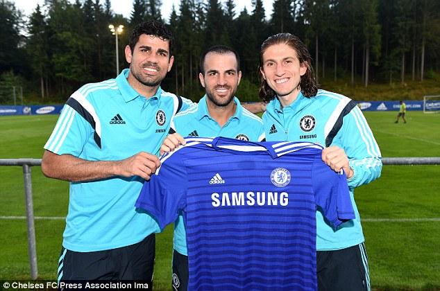 Diego Costa, Cesc Fabregas, dan Filipe Luis, saat pertama kali didatangkan Chelsea pada musim 2014/15, Copyright: DailyMail