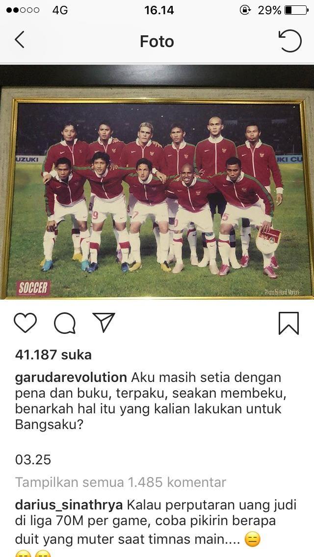 Komentar Darius Sinathrya soal match fixing di Indonesia. Copyright: Instagram