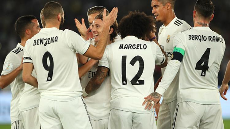 Para pemain Real Madrid merayakan gol AL Ain. - INDOSPORT