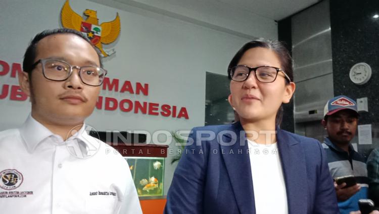 Sekjen PSSI, Ratu Tisha saat memberikan komentar mengenai kelanjutan masalah pengaturan skor.