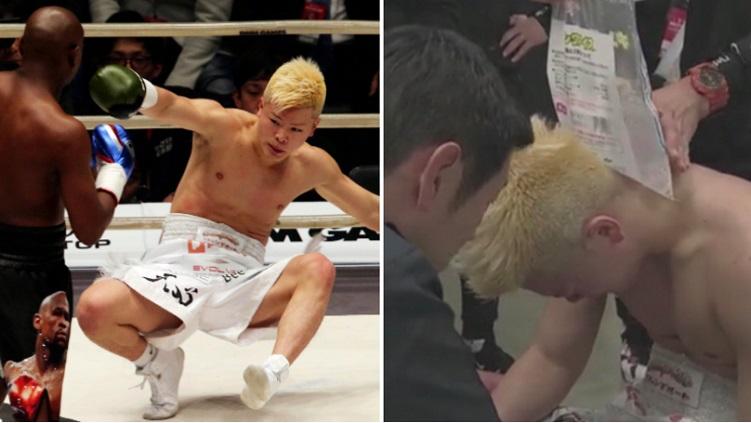 Petinju Jepang Tenshin Nasukawa menangis usai dikalahkan Floyd Mayweather - INDOSPORT