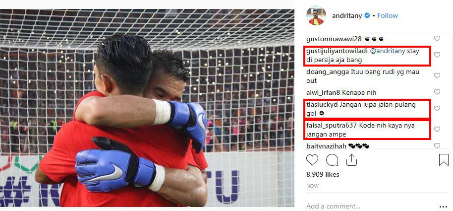 Kiper Persija Jakarta Andritany kirim kode bakal hengkang. Copyright: Instagram.com/andritany