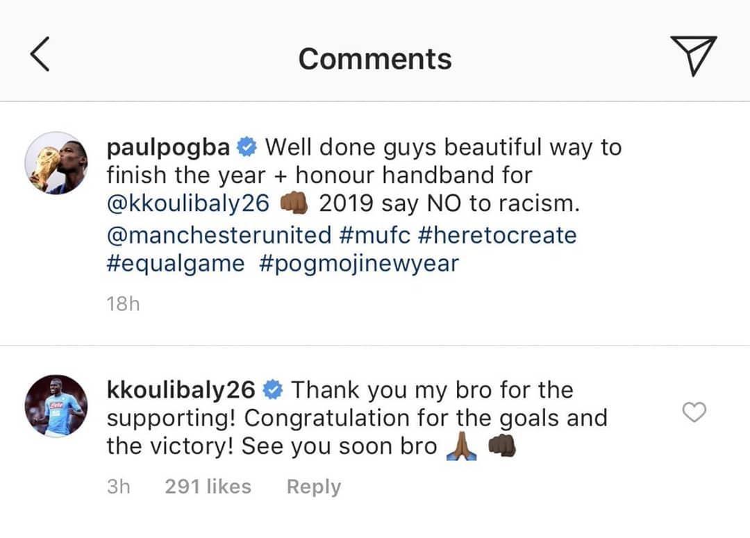 Koulibaly respons dukungan Pogba Copyright: Instagram