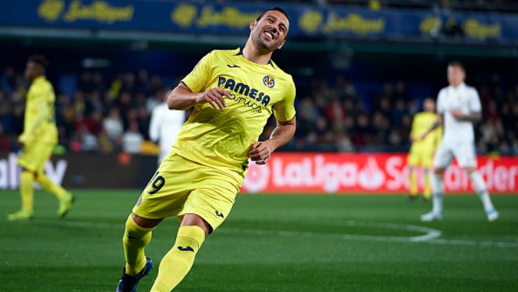 Santi Cazorla selebrasi usai cetak gol di laga Villarreal vs Real Madrid, Jumat (04/01/19). Copyright: INDOSPORT