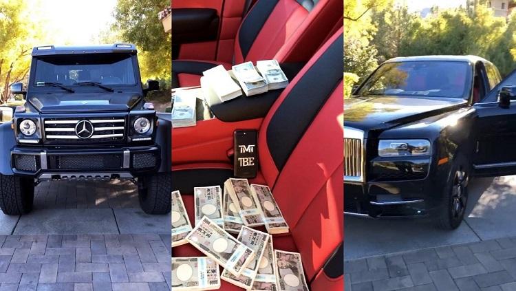 Floyd Mayweather, pamer uang dan mobil atas keberhasilannya mengalahkan petarung jepang Copyright: Instagram/FloydMayweather