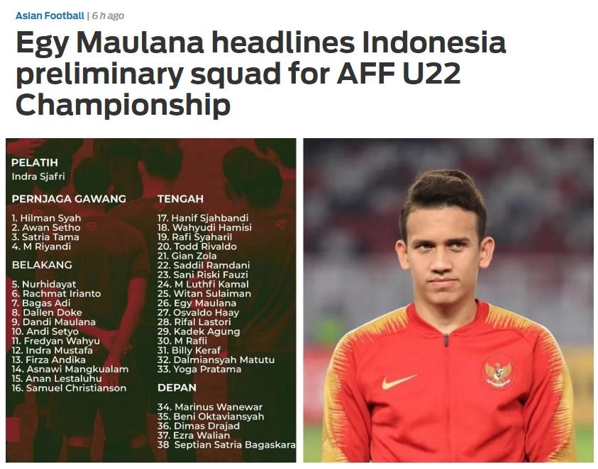 Foxsportsasia soroti pemanggilan Egy Maulana Vikri ke Timnas U-22. Copyright: foxsportsasia.com