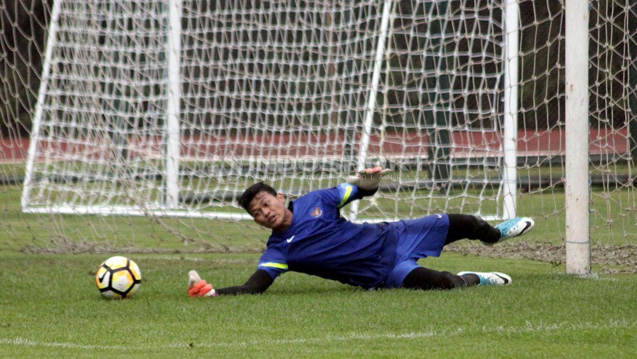 Muhammad Riyandi saat mengikuti latihan bersama Timnas Indonesia U-19 di Stadion UNY.