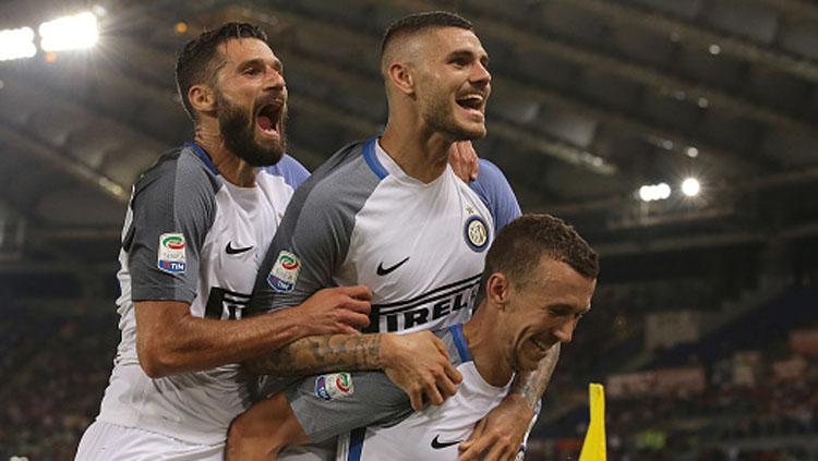 3 pemain bintang Inter Milan, Antonio Candreva (kiri), Mauro Icardi (tengah), dan Ivan Perisic.
