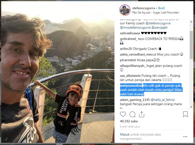 Teco mengunggah foto dirinya dan sang anak dengan atribut Persija Jakarta. Copyright: instagram.com/stefanocugurra