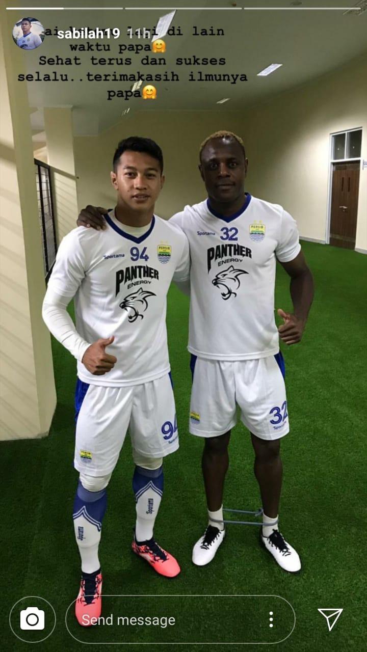 Rekan setim di Persib mengucapkan perpisahan atas hengkangnya Victor Igbonefo. Copyright: Instagram.com/sabilah19