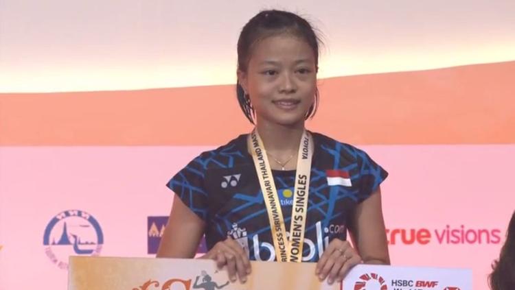 Fitriani saat menjadi juara tunggal putri di Thailand Masters 2019.