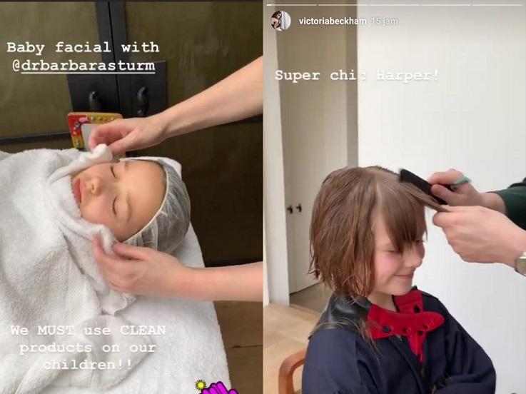 Harper Beckham sedang melakukan perawatan mewah Copyright: Instagram/VictoriaBeckham