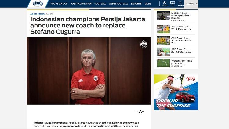 Fox Sports Asia soroti penunjukan Ivan Kolev sebagai pelatih Persija Jakarta Copyright: Fox Sports Asia