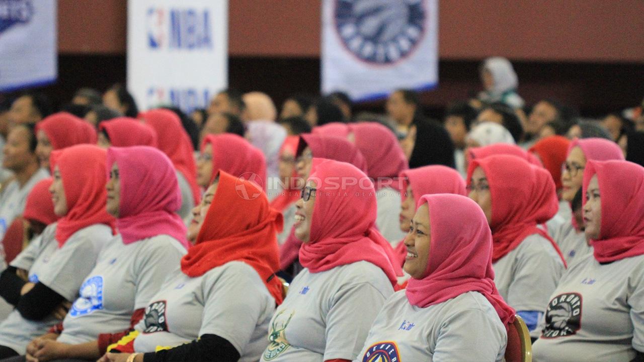 Suasana acara Tip-Off Akademi Pelatih Jr. NBA 2019, di GOR Ciracas, Jakarta Timur.