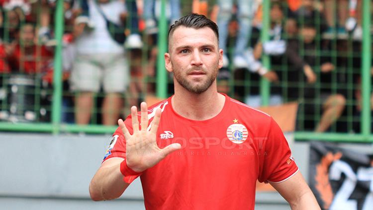 Aksi selebrasi Simic setelah mencetak gol untuk Persija - INDOSPORT