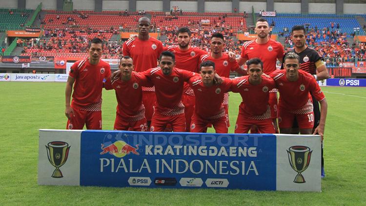 Foto para pemain Persija Jakarta sebelum laga pertandingan sore tadi