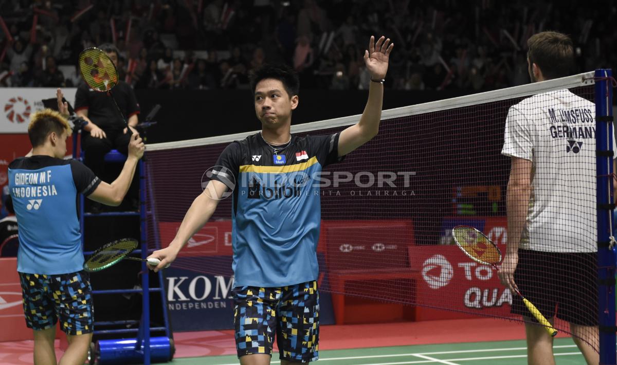 Kevin Sanjaya Sukamuljo/Marcus Fernaldi Gideon menghancurkan pasangan duo Jerman, Mark Lamsfuss/Marvin Seidel bisa merebut gelar juara Indonesia Masters dari tangan The Minions.