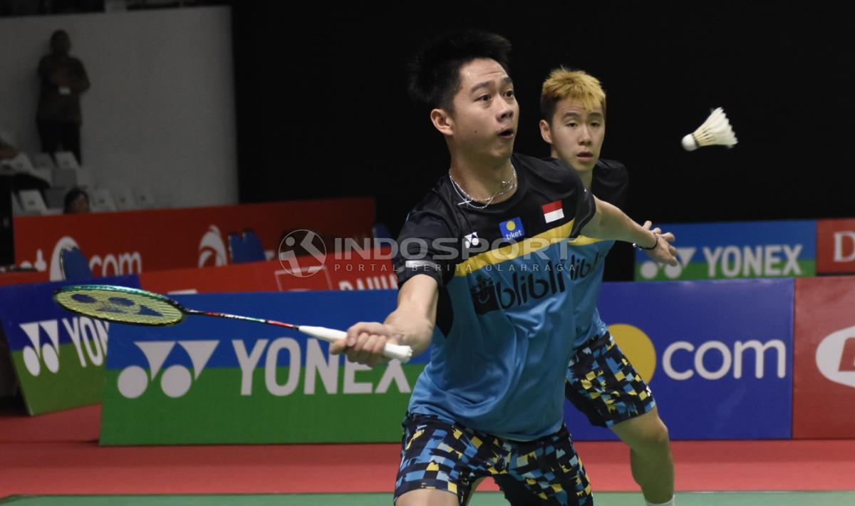 Kevin Sanjaya Sukamuljo/Marcus Fernaldi Gideon menghancurkan pasangan duo Jerman, Mark Lamsfuss/Marvin Seidel bisa merebut gelar juara Indonesia Masters dari tangan The Minions.