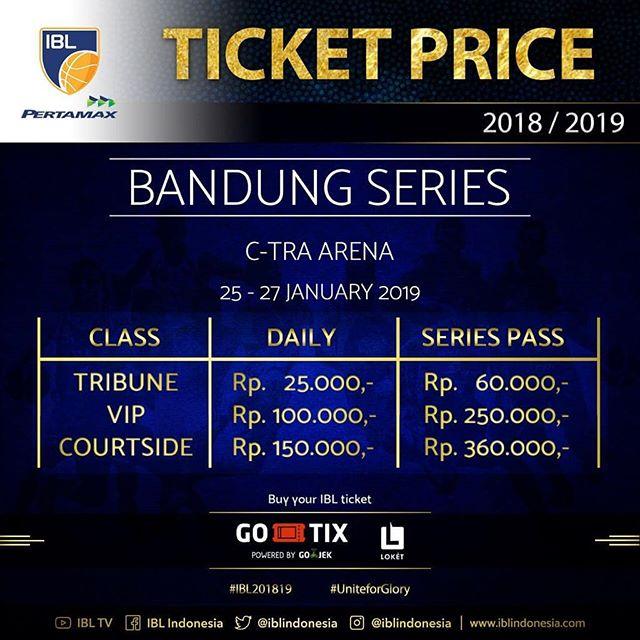 Harga tiket seri 5 Bandung IBL 2018/19 Copyright: Instagram/@iblindonesia