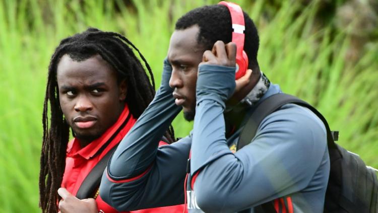 Dua pesepakbola adik dan kakak, Jordan dan Romelu Lukaku saat berlatih di Timnas Belgia.