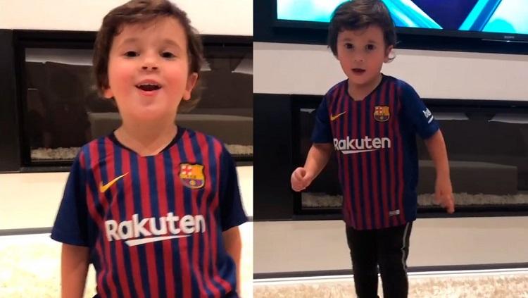 Tingkah gemas dari putra kedua Lionel Messi