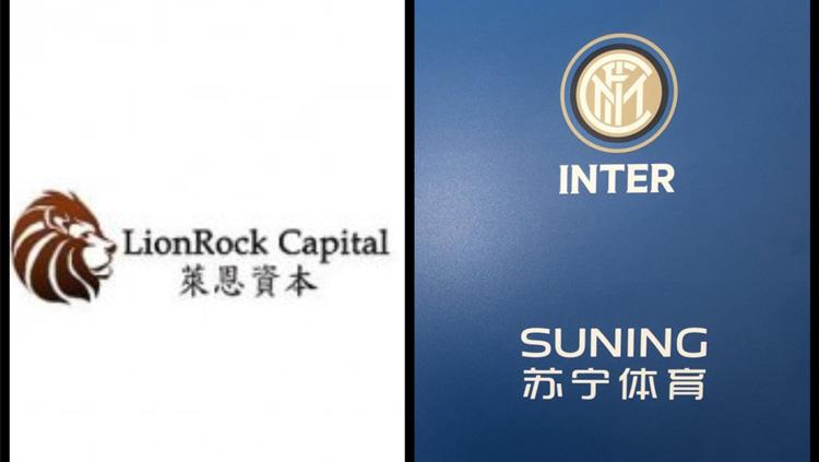 Ilustrasi logo perusahaan Tiongkok LionRock Capital dan klub Serie A Italia Inter Milan.