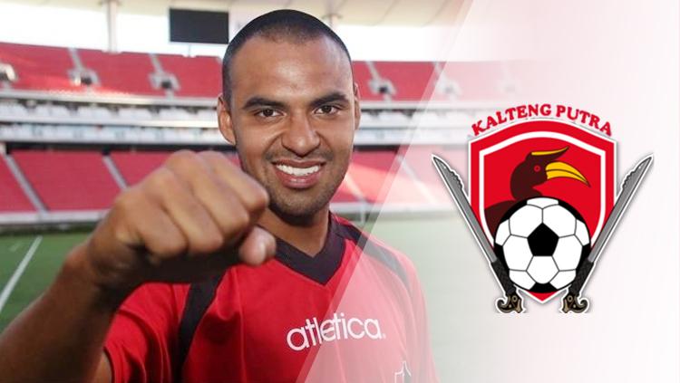 Edgar Pacheco dan logo Kalteng Putra.