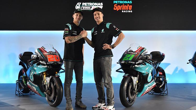 Fabio Quartararo dan Franco Morbidelli dalam acara launching motor tim PETRONAS SRT Copyright: Yamaha Racing