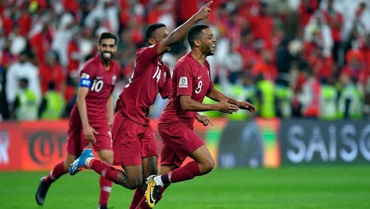 Perayaan kemenangan Qatar atas UEA Copyright: Getty Images