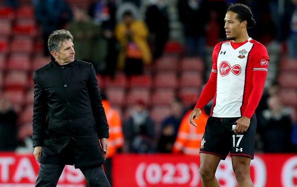 Claude Puel dan Virgil van Dijk saat masih sama-sama di Southampton. Copyright: INDOSPORT