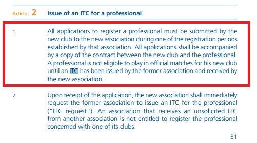 Bagaimana mendapatkan ITC menurut Regulasi Transfer Pemain dari FIFA. Copyright: fifa.com