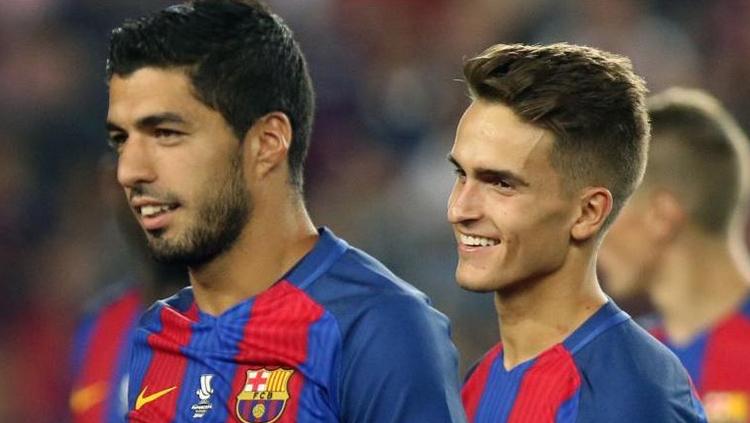 Denis Suarez (kanan) dikabarkan kian dekat dengan pintu keluar dari Barcelona dan akan segera bereuni dengan mantan pelatihnya di Valencia