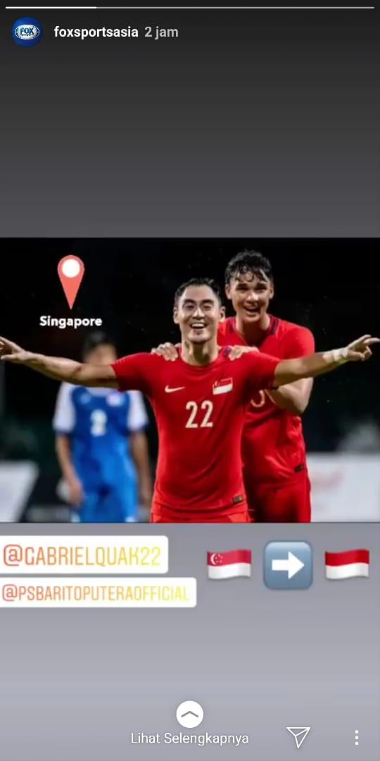 Media Asing Kabarkan Pemain Baru Barito Putera Copyright: Instagram @FoxSportsAsia