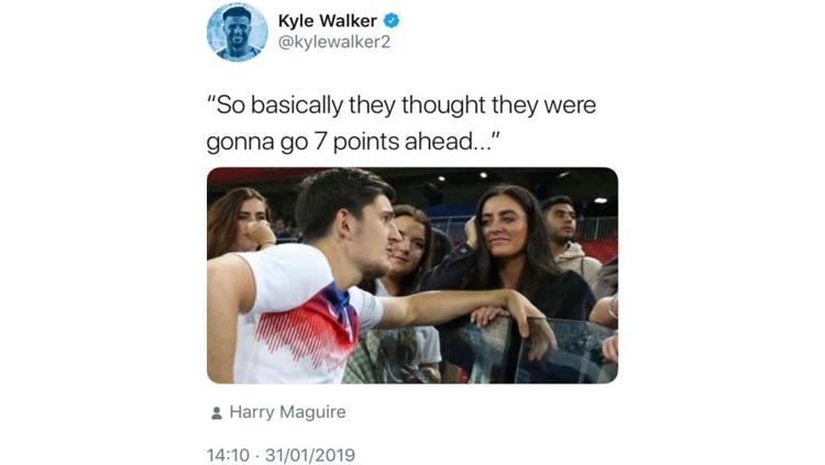 Postingan pemain Manchester City, Kyle Walker yang mengejek Liverpool Copyright: Metro UK