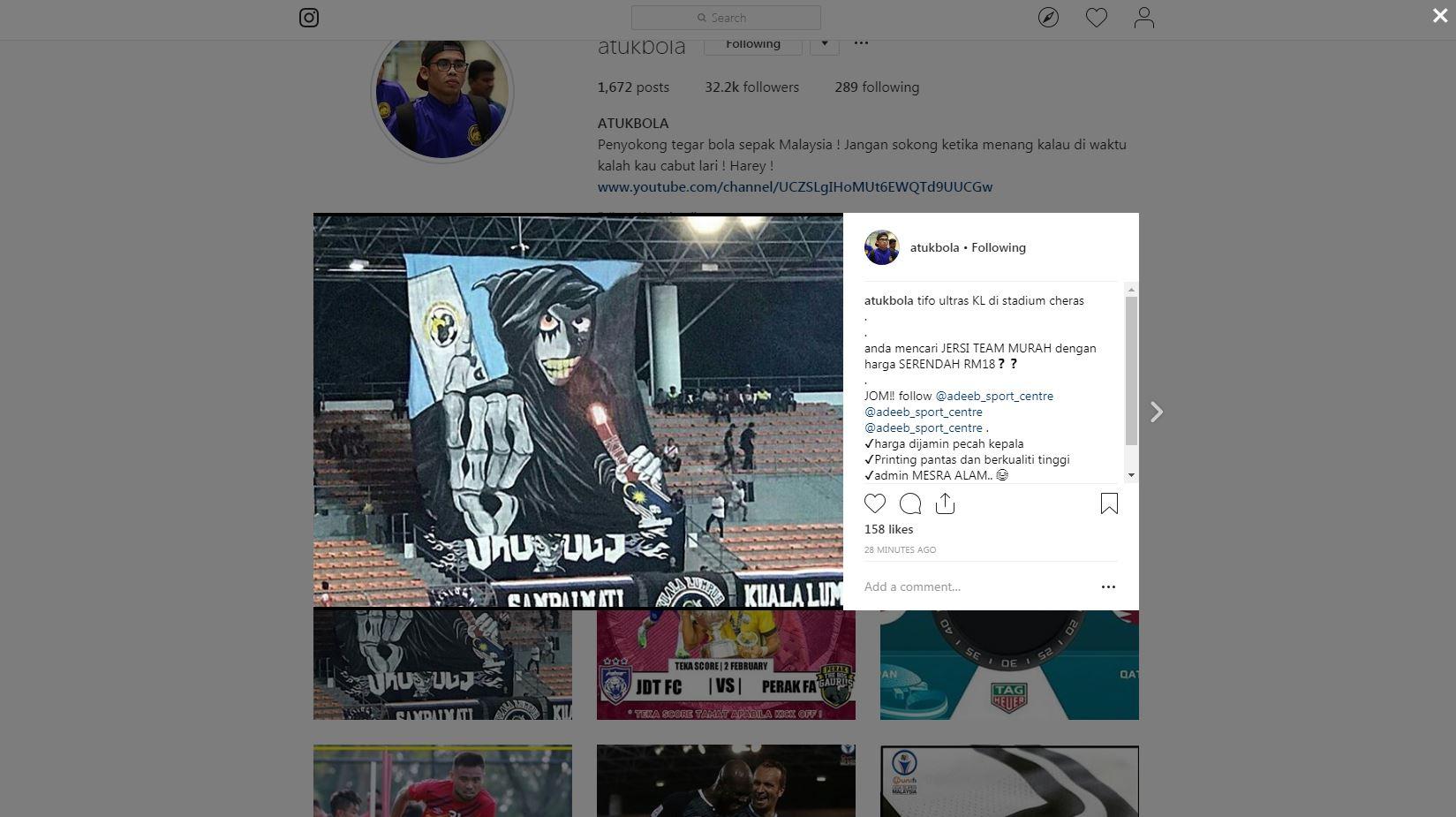 Koreografi Kuala Lumpur FA Copyright: Instagram.com/atukbola