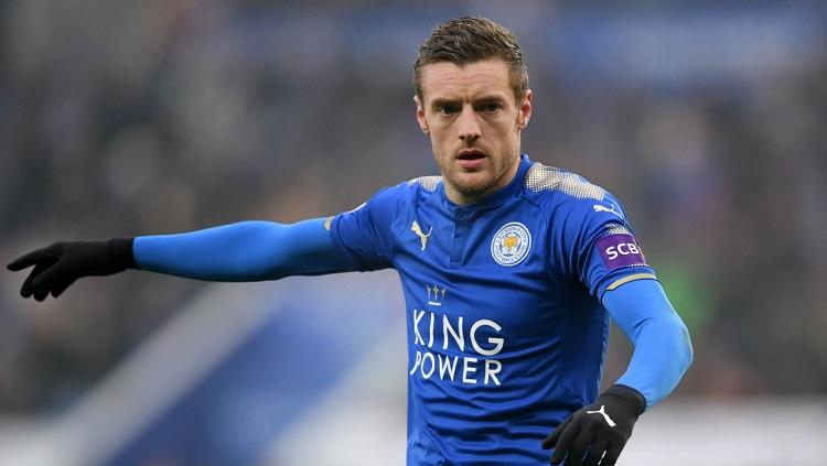 Striker Leicester City, Jamie Vardy. Copyright: Getty Images/Laurence Griffiths