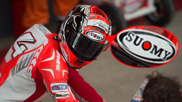 Helm Suomy pabrikan Indonesia yang dikenakan pembalap MotoGP. Copyright: Istimewa