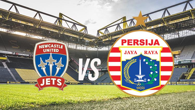 Ilustrasi logo Newcastle United Jets vs Persija Jakarta.