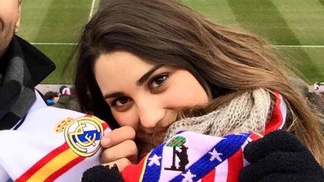 Sandra Garal dengan syal Atletico Madrid Copyright: donbalonrosa