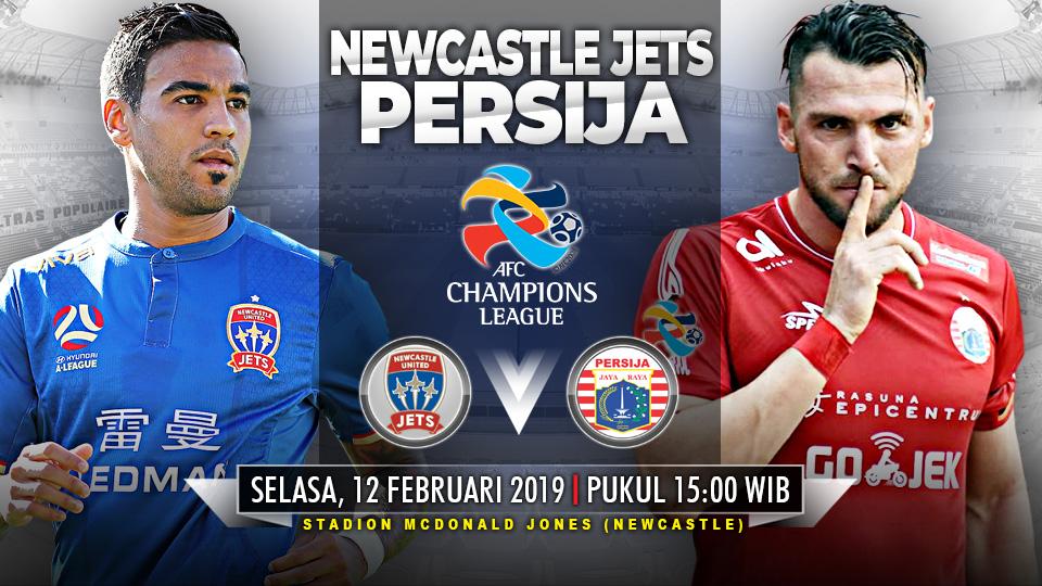 Pertandingan Newcastle United Jets vs Persija Jakarta.