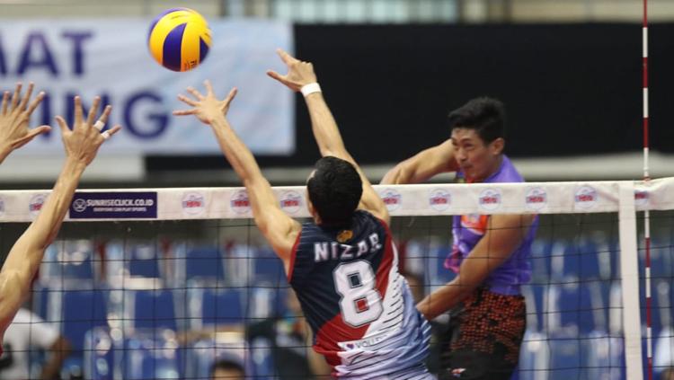 Situasi pertandingan Jakarta BNI 46 vs Surabaya Bhayangkara Samator